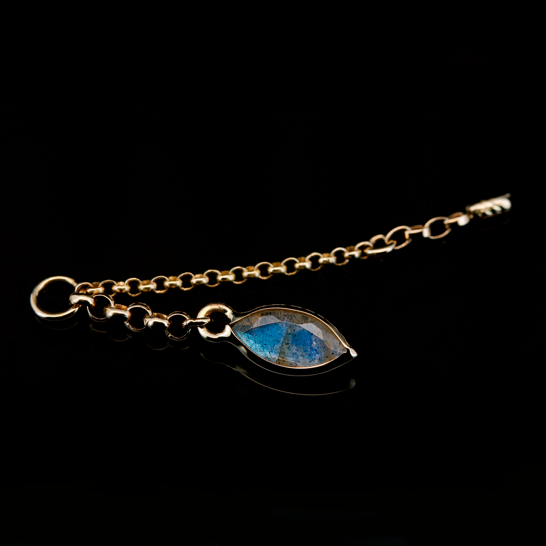 Marquise Labradorite in Yellow Gold Chain Charm