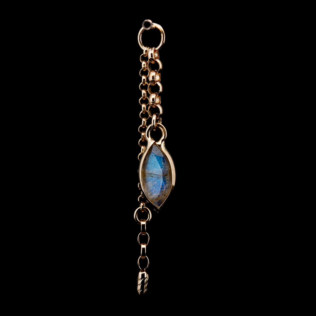Marquise Labradorite in Yellow Gold Chain Charm