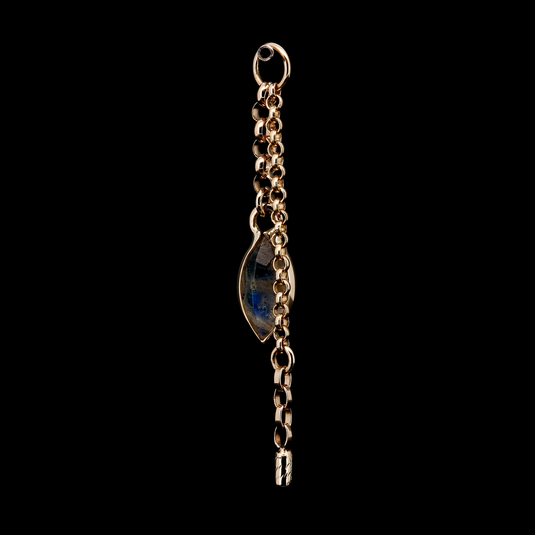 Marquise Labradorite in Yellow Gold Chain Charm