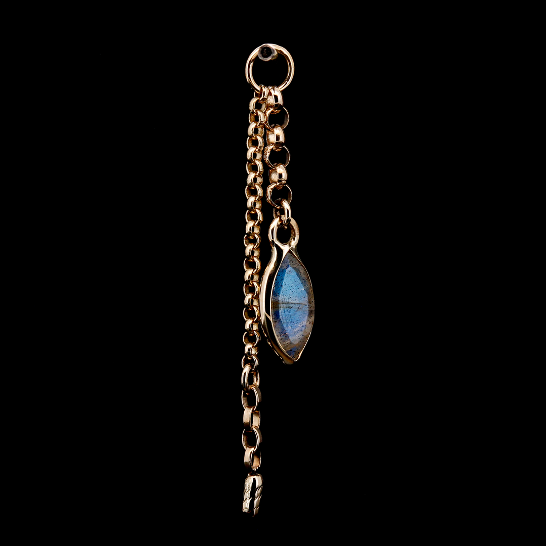 Marquise Labradorite in Yellow Gold Chain Charm