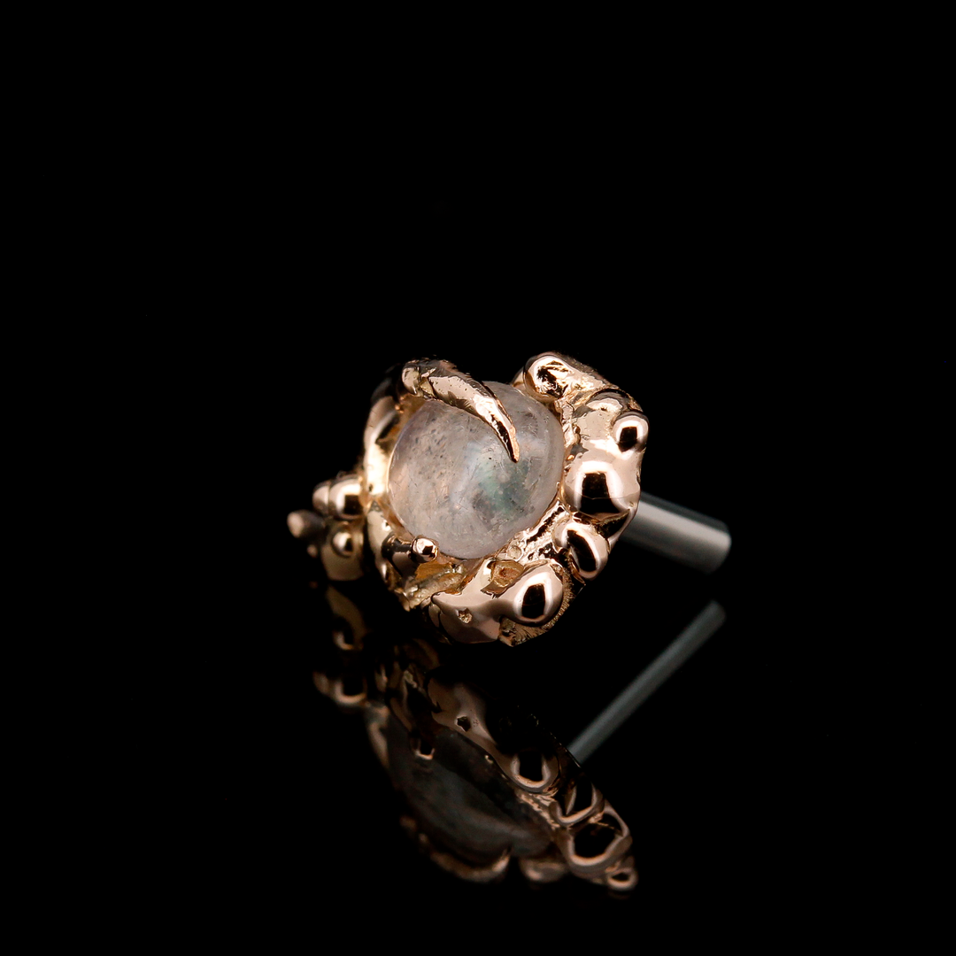 Moonstone in 14kt Yellow Gold - 14ga threaded end