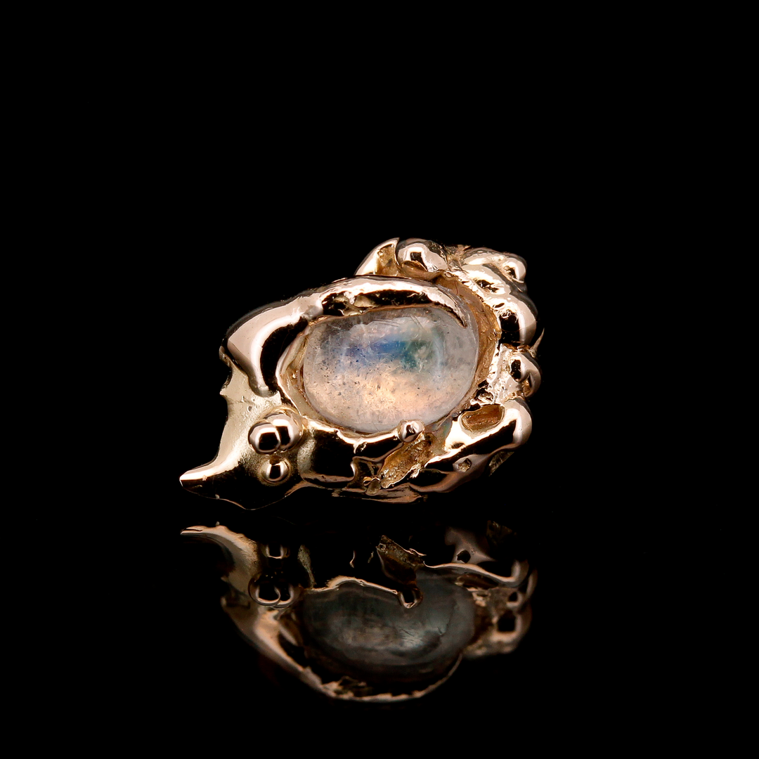 Moonstone in 14kt Yellow Gold - 14ga threaded end