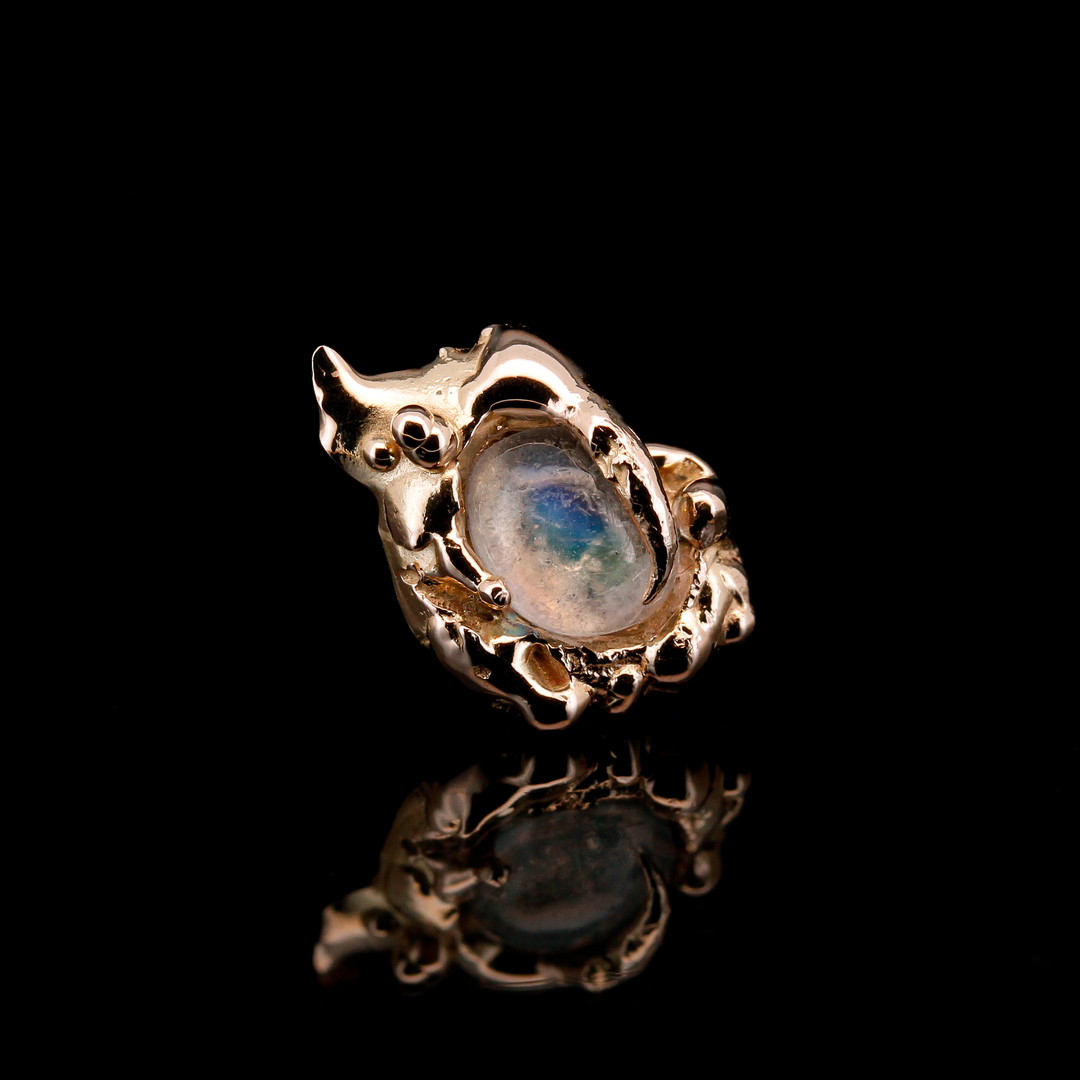 Moonstone in 14kt Yellow Gold - 14ga threaded end