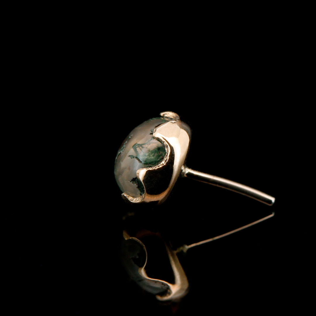 Moss Agate in 14kt Yellow Gold Threadless end