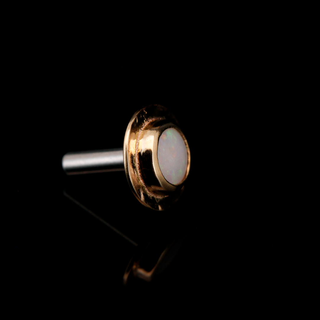 White Opal in Yellow Gold Sandman- 14ga Threaded end