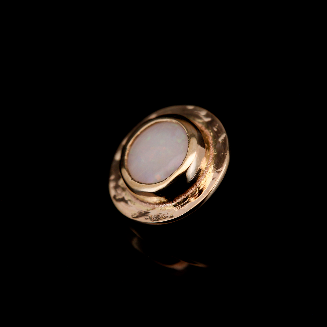 White Opal in Yellow Gold Sandman- 14ga Threaded end