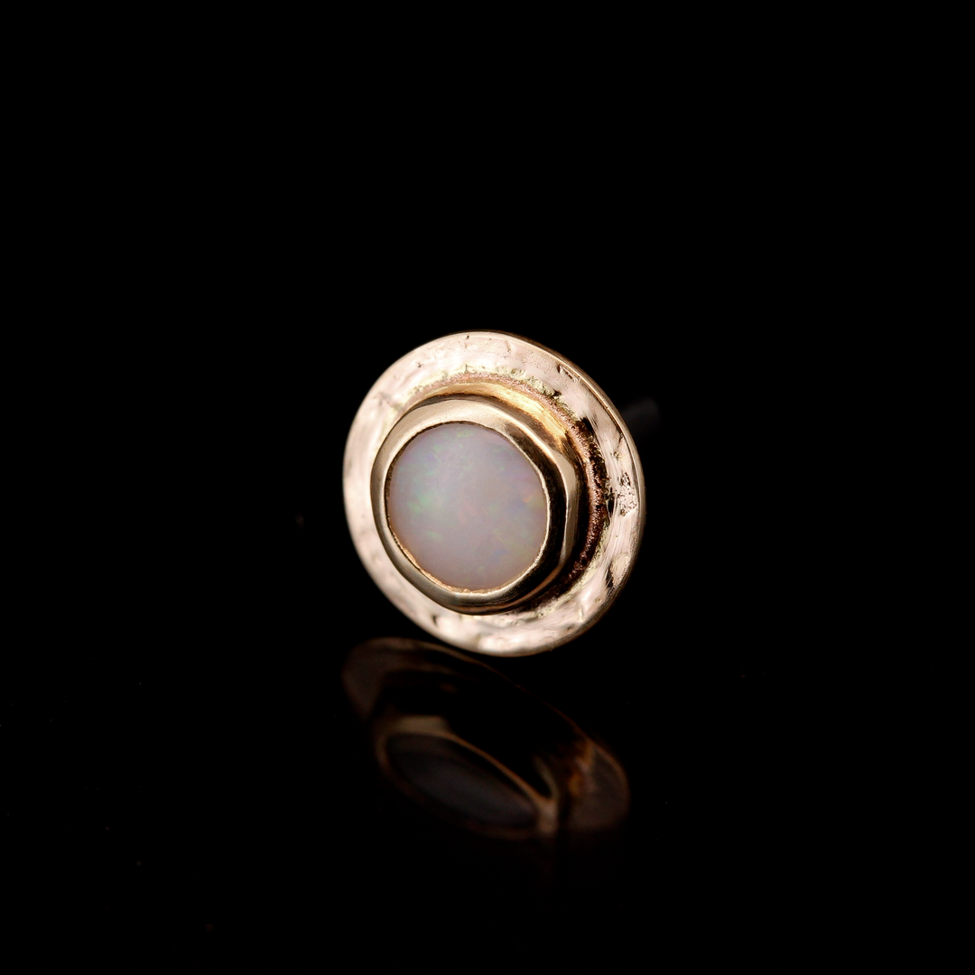 White Opal in Yellow Gold Sandman- 14ga Threaded end