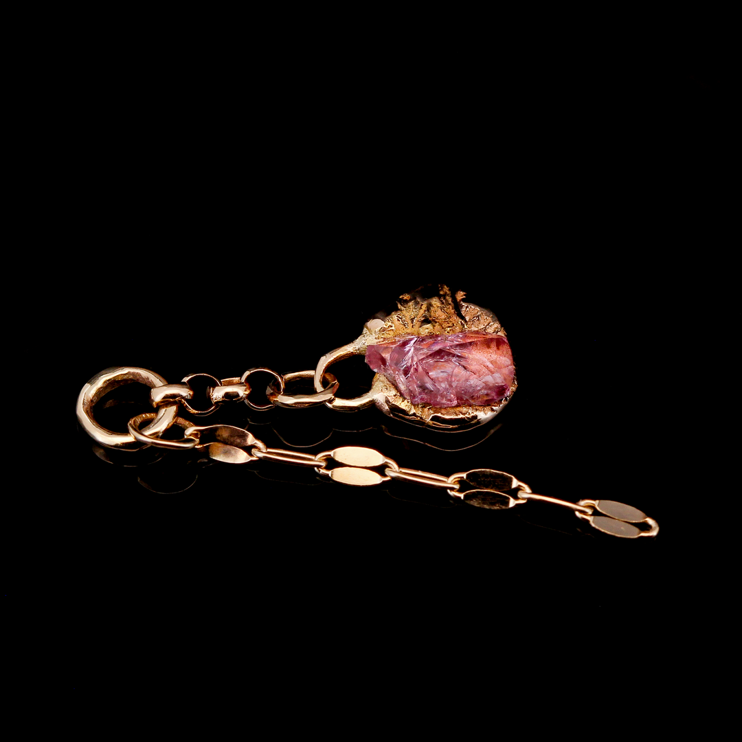 Pink Sapphire in Molten Yellow Gold Charm