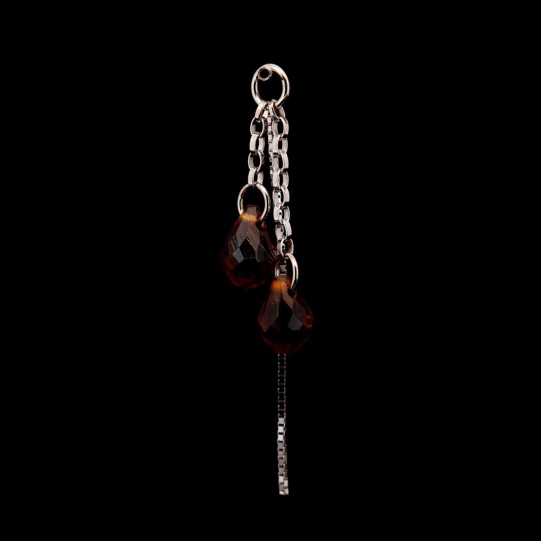 "Red Citrine Charm" - White Gold