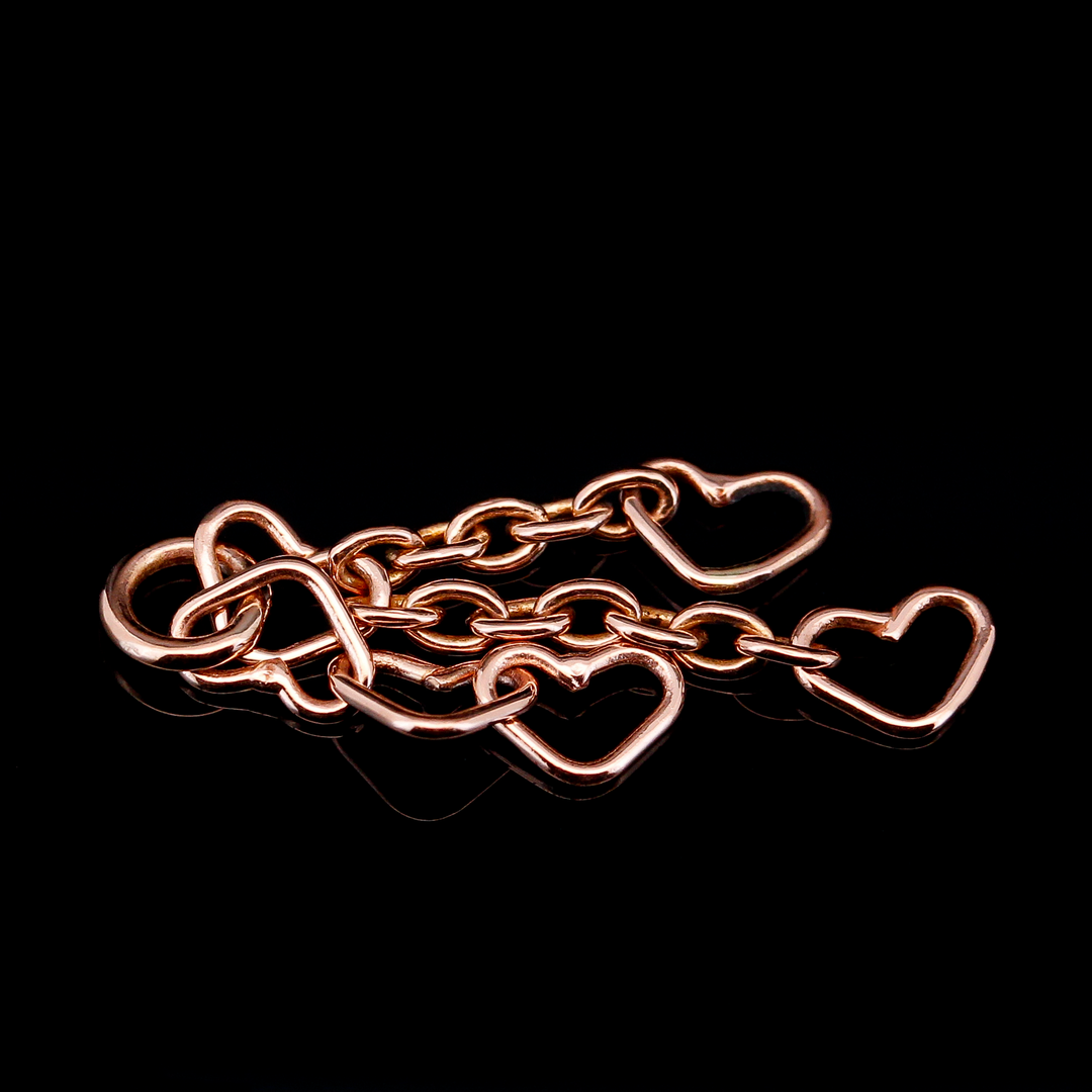 Rose Gold Heart Cascade Chain Charm