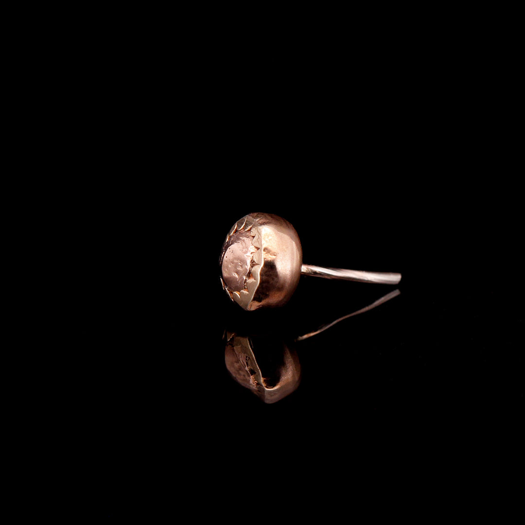 Rose Gold bead in 14kt Yellow Gold Threadless end