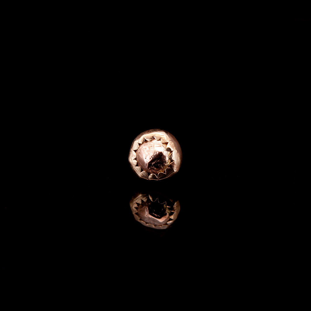 Rose Gold bead in 14kt Yellow Gold Threadless end