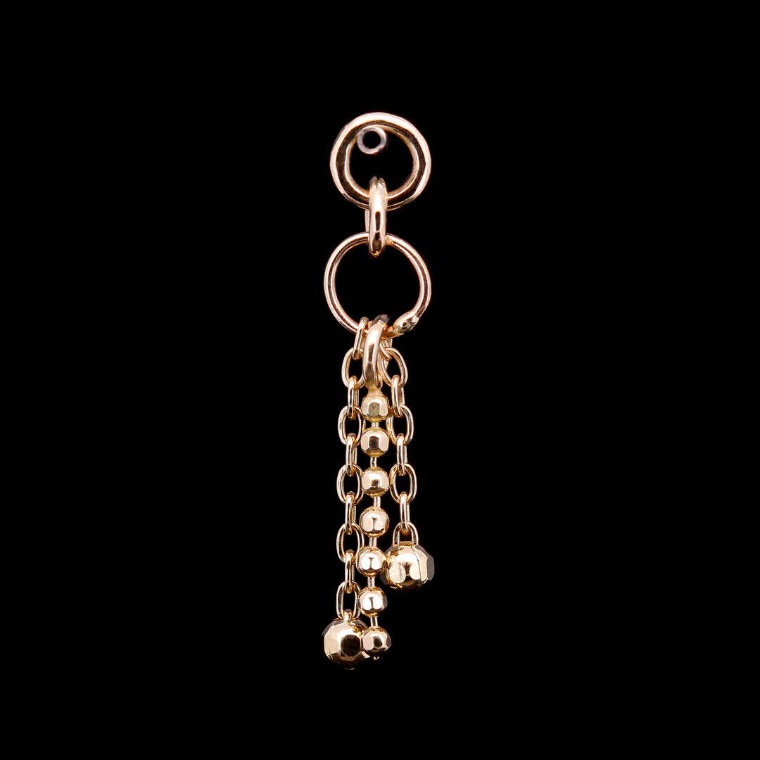 Yellow Gold Ring + Bead Chain Charm