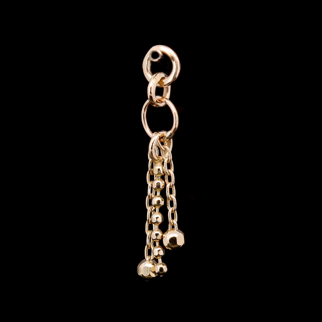 Yellow Gold Ring + Bead Chain Charm