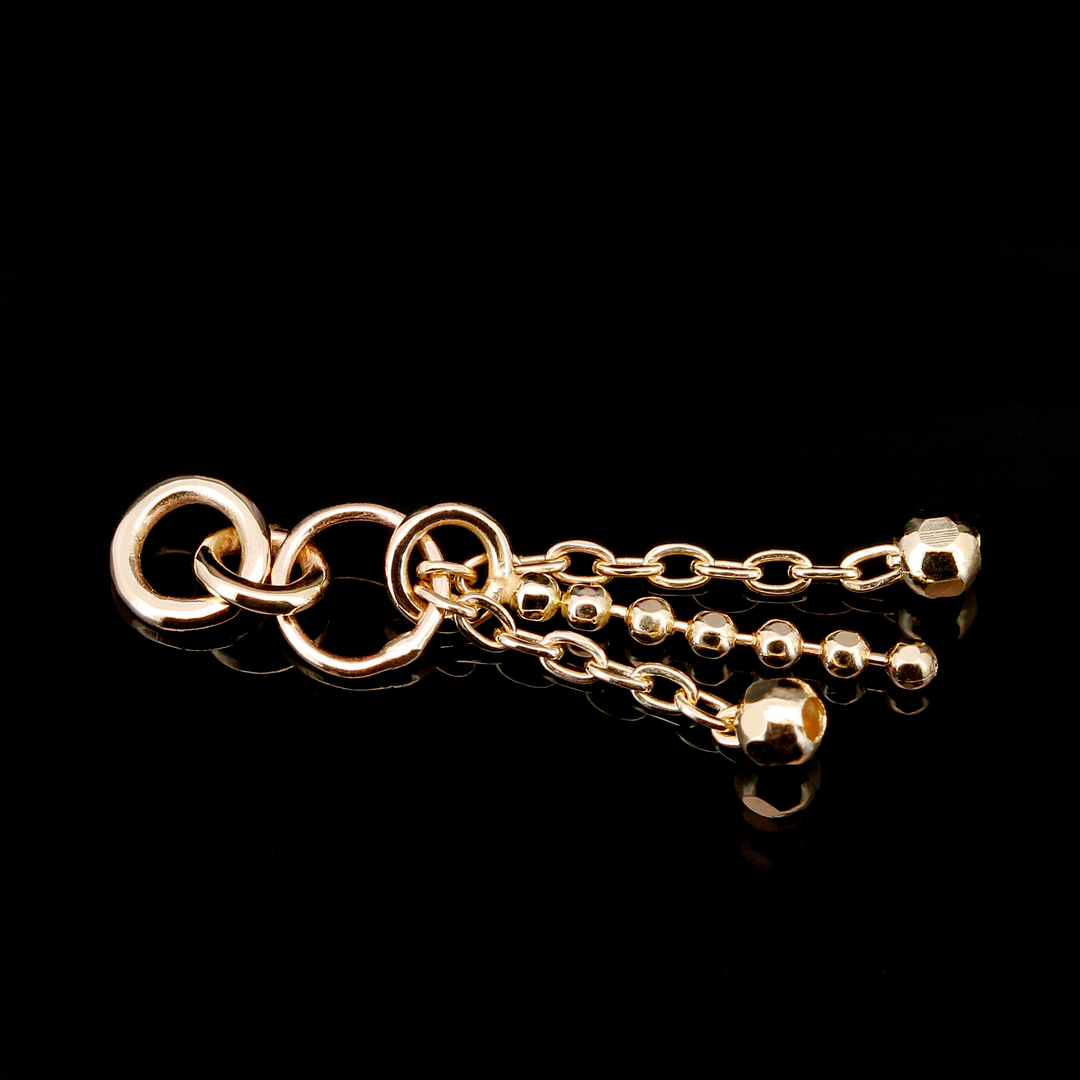 Yellow Gold Ring + Bead Chain Charm