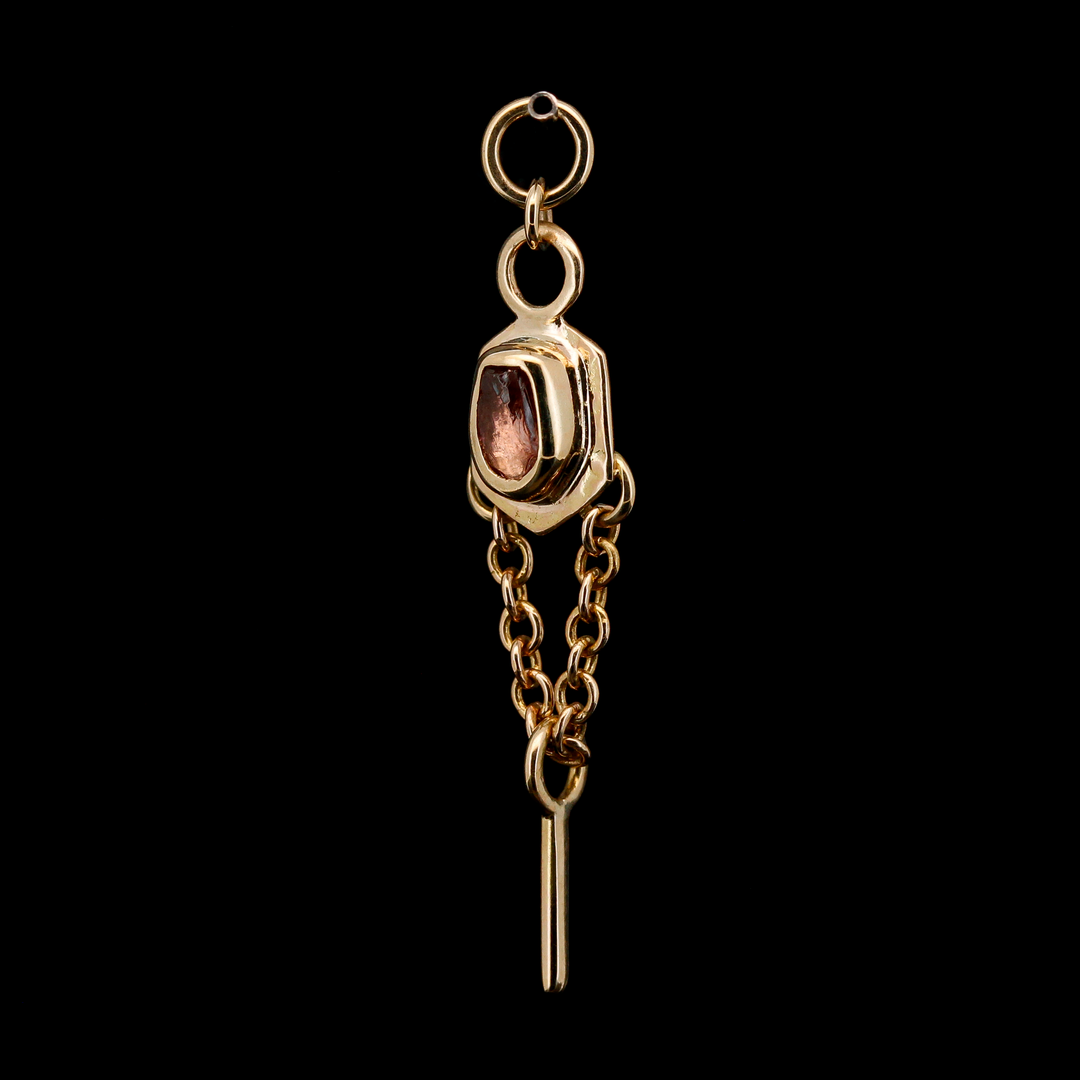Rough Champagne Imperial Garnet in Yellow Gold Meteor Charm
