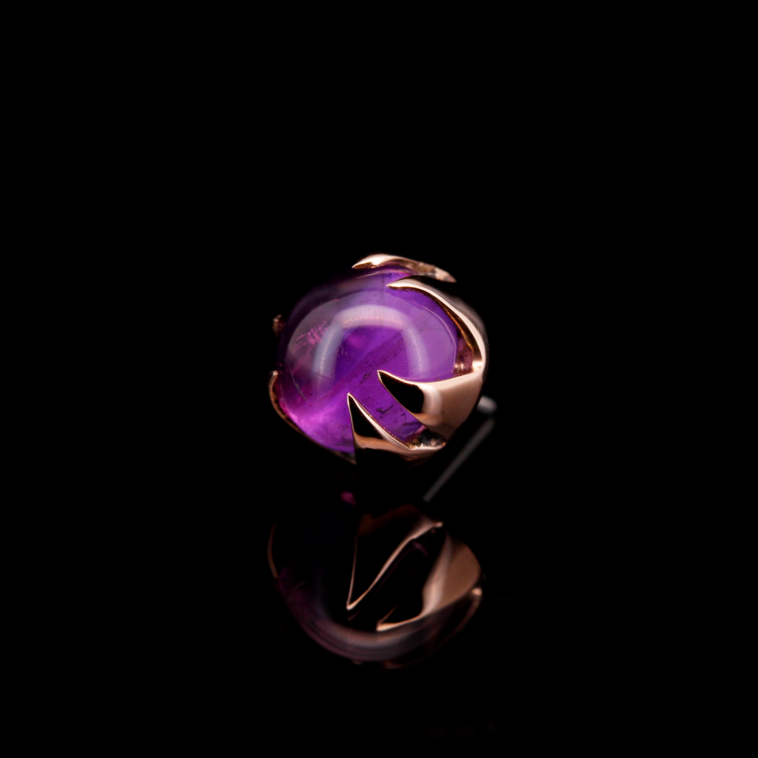 Round Amethyst in Rose Gold - threadless end