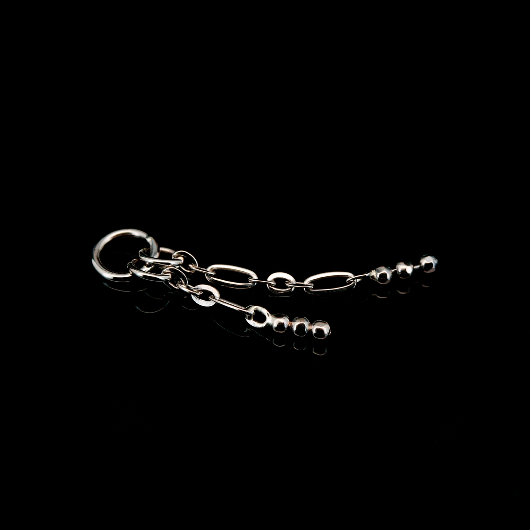 White Gold Figaro and Bead Chain Charm
