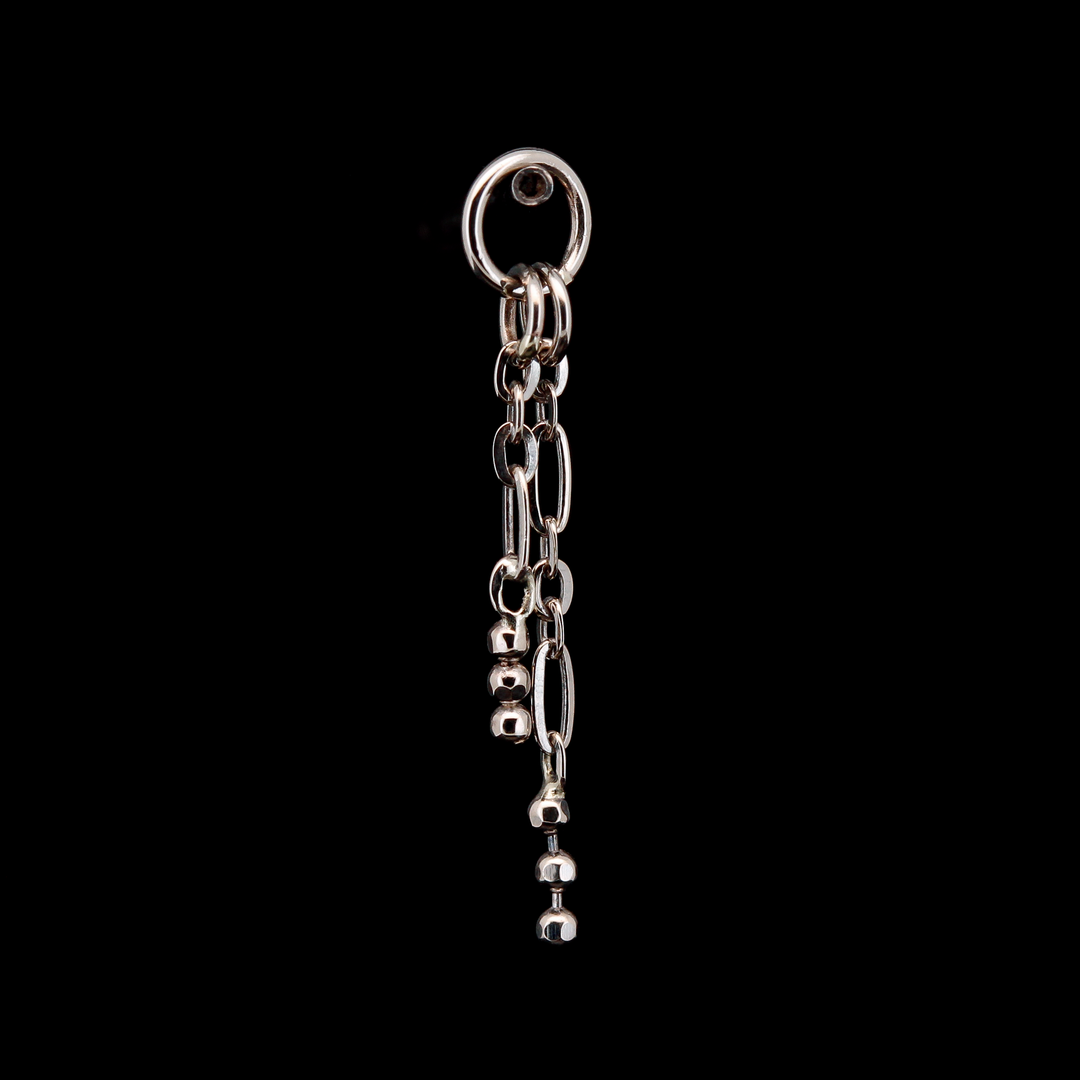 White Gold Figaro and Bead Chain Charm