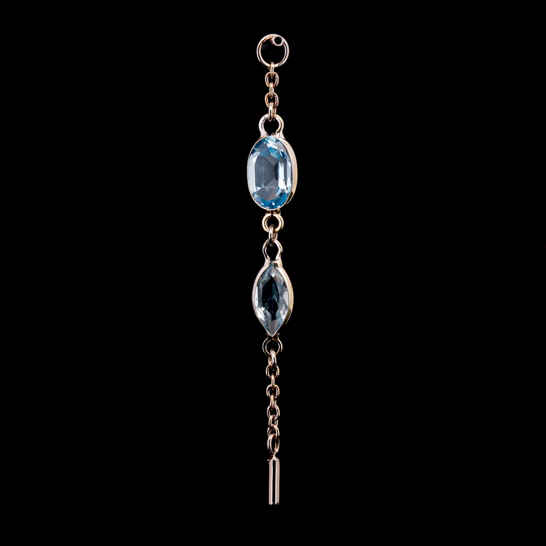 Blue Topaz in White Gold Charm