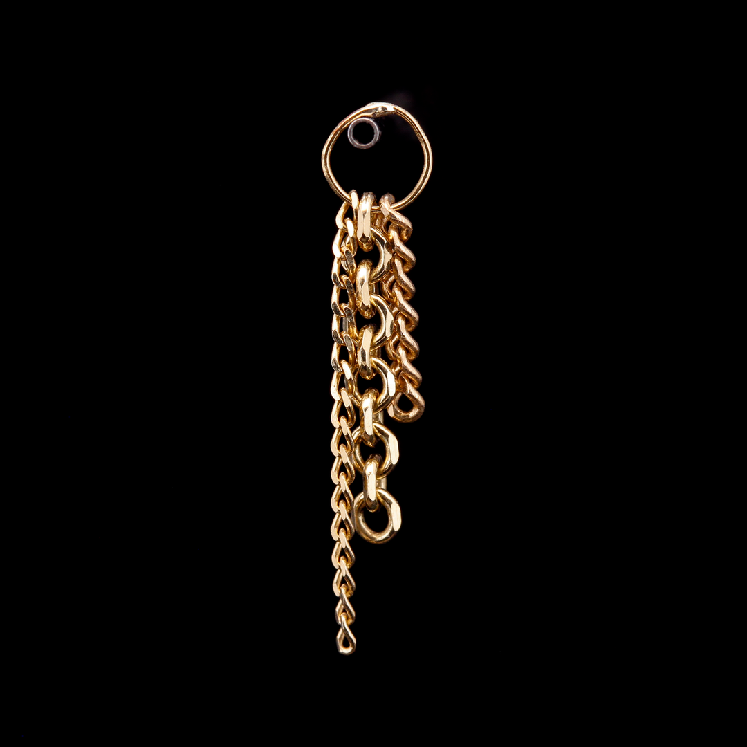 Yellow Gold Triple Chain Charm