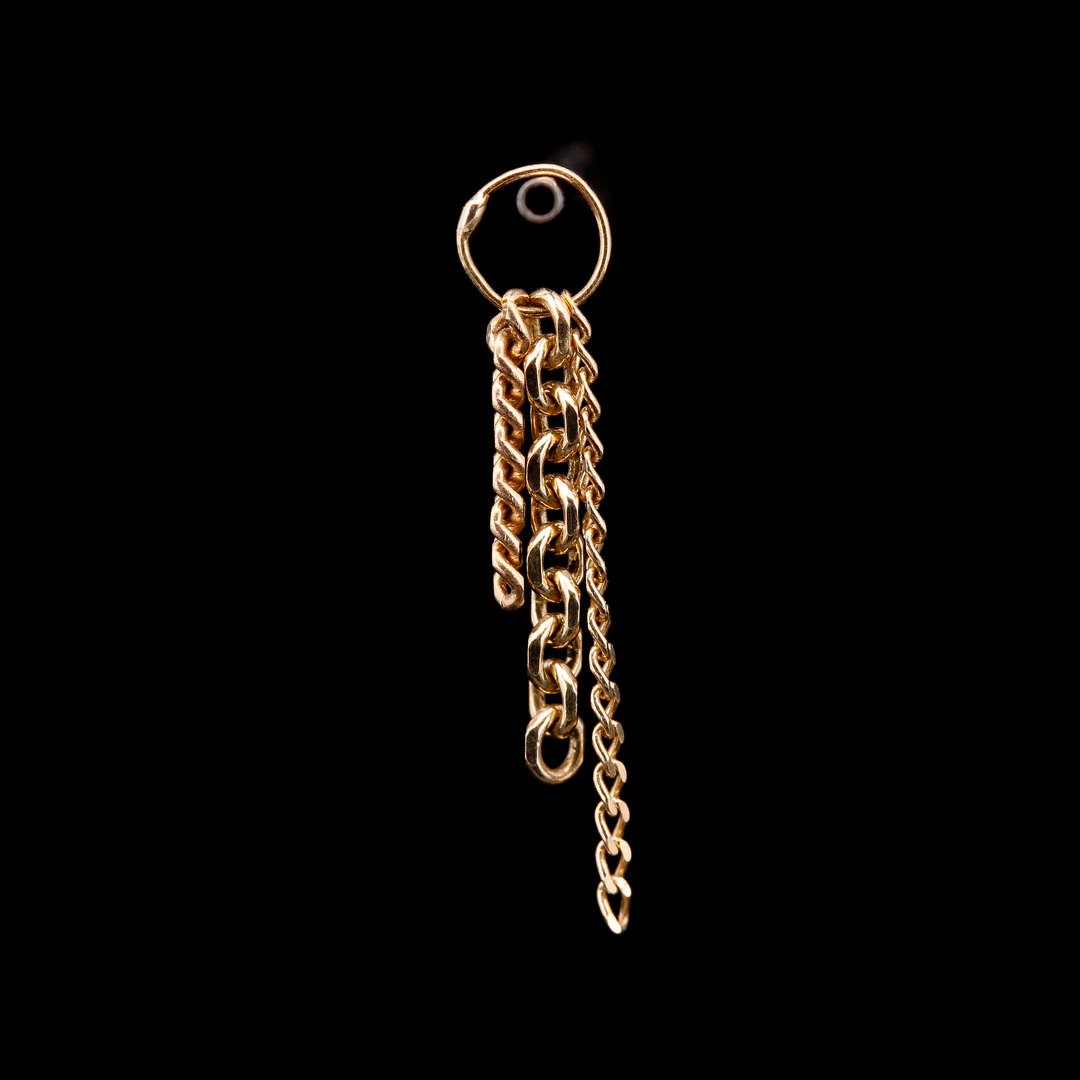 Yellow Gold Triple Chain Charm